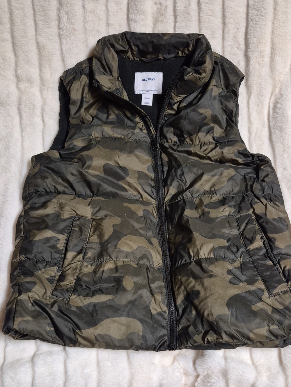 Old Navy Kids Olive & Black Camo Puffer Vest